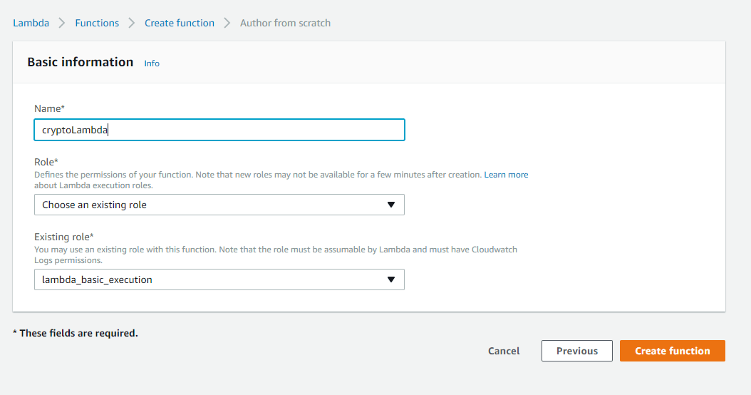 step 3 lambda basic info